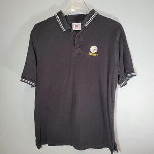 Pittsburgh Steelers Polo Shirt Mens Short Sleeve Black Size Large
